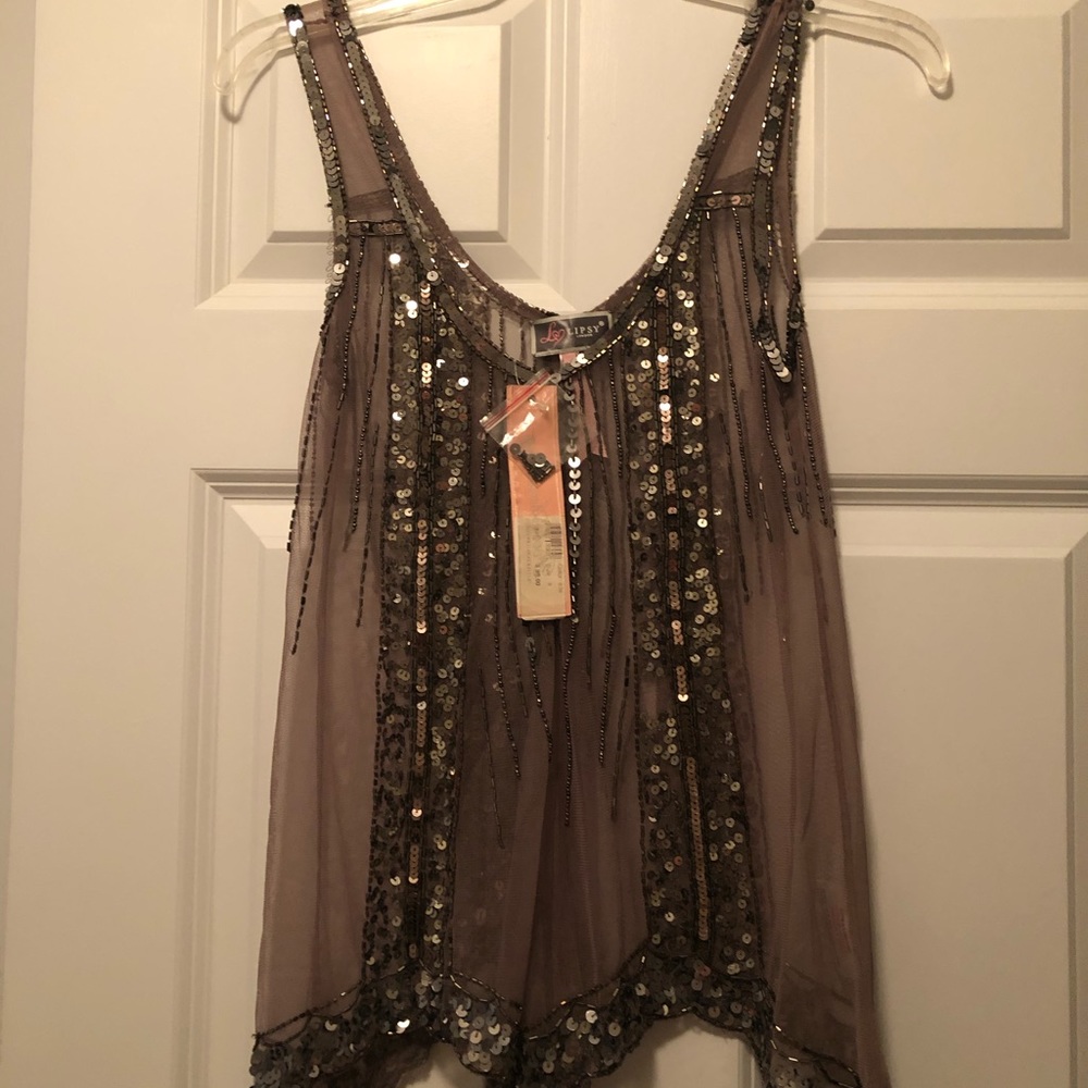 Sheer beaded tank top